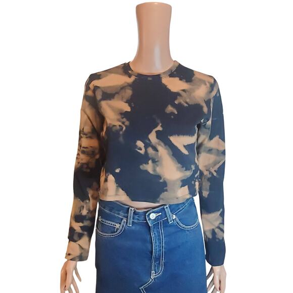 Manners London Size L US 14 Leki Crop Top in Acid Wash FITTED Stretch - Picture 3 of 10